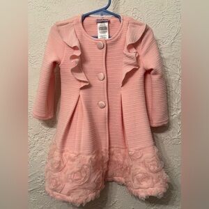 Toddler Girls Pink Ruffled Coat Spring Easter 24 Months